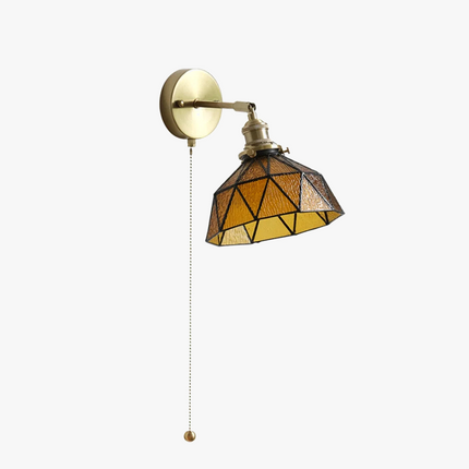 Applique murale LED nordique avec abat-jour verre et cuivre, interrupteur intégré — LZ4X9Q7