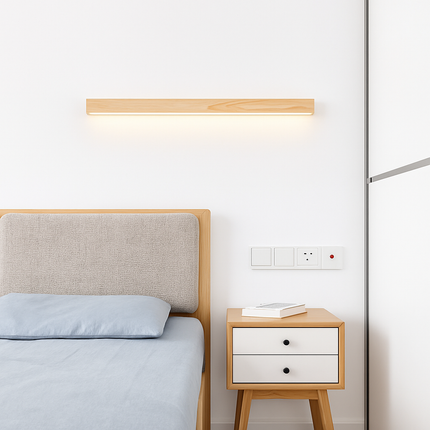 Applique murale LED longue en bois naturel — LZ4X9P2