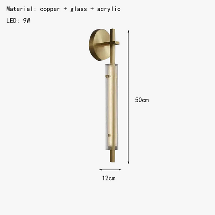 Applique murale minimaliste en laiton avec verre transparent et intensités réglables — LZ4X9P