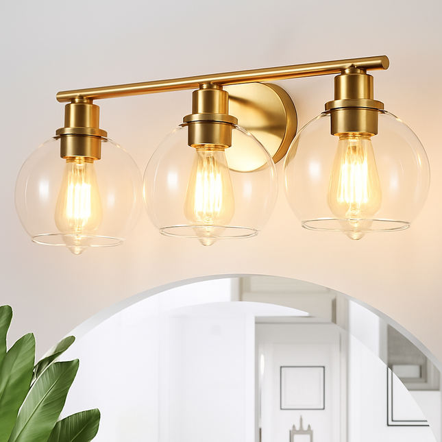 Applique murale industrielle avec abat-jour en verre pour salle de bains et miroir — LZ4X9T2