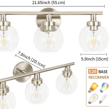 applique murale miroir salle de bains luminaires industrielle vanité luminaire avec abat-jour en verre