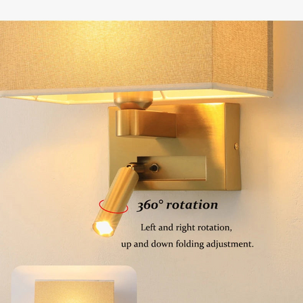 Applique murale avec abat-jour en tissu et spot orientable 360° — LZ4XJ9