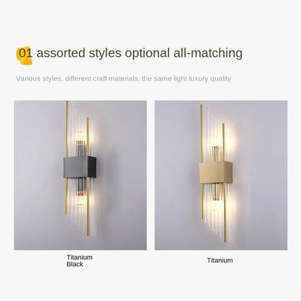 Applique murale LED double tête en cristal doré moderne — LZ4X9P