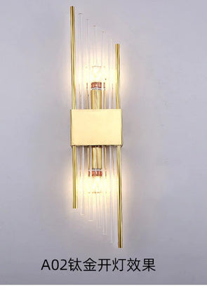 Applique murale LED double tête en cristal doré moderne — LZ4X9P