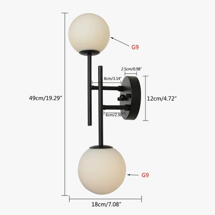 Applique murale double tête en verre pour intérieur moderne et élégant — LZ4X9D2