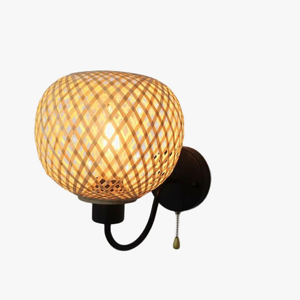 Applique murale en bambou tissé à la main avec interrupteur LED intégré — LZ4X9M