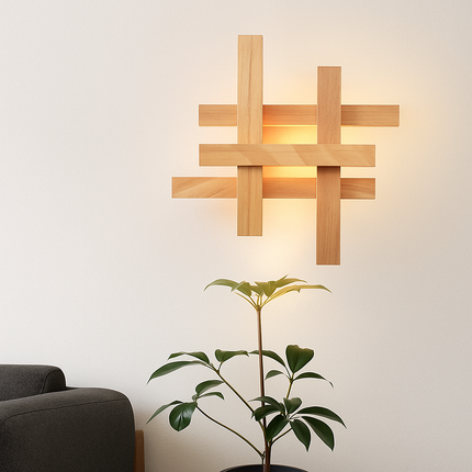 Applique murale en bois avec éclairage LED design artistique — LZ4X9T