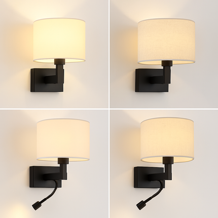 Applique murale moderne en tissu avec éclairage LED compatible US et EU — LZ4T9P