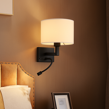 Applique murale moderne en tissu avec éclairage LED compatible US et EU — LZ4T9P