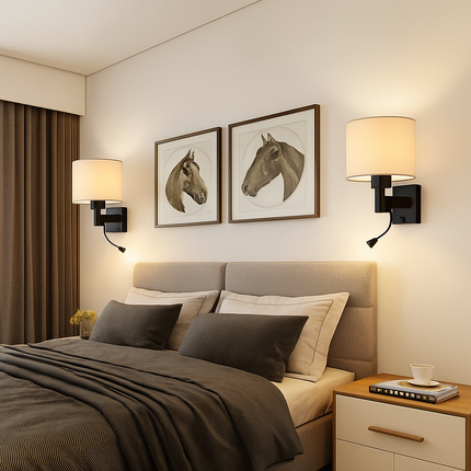 Applique murale moderne en tissu avec éclairage LED compatible US et EU — LZ4T9P