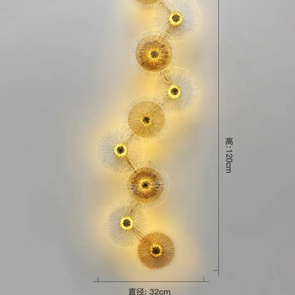 applique murale moderne en verre de feuille de lotus de luxe