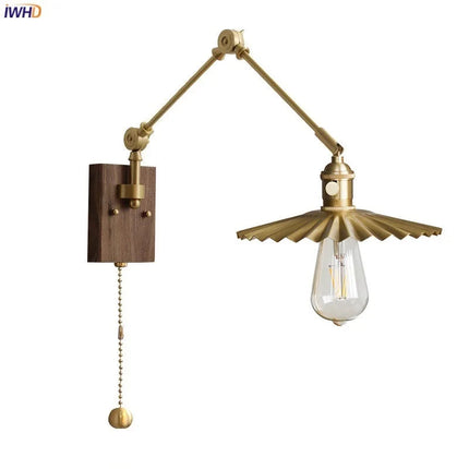 Applique murale moderne en cuivre avec chaîne et ampoule LED Edison réglable — LZ4X9P2