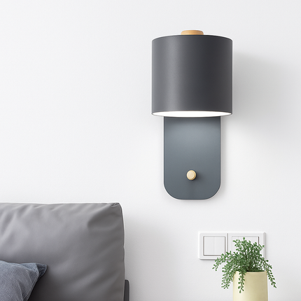 Applique murale LED design aux formes arrondies en métal et bois style Nordic — LZ4P9XJ
