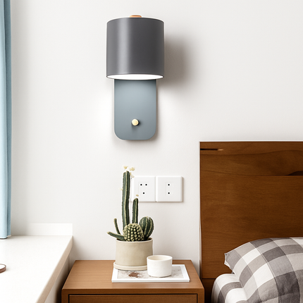 Applique murale LED design aux formes arrondies en métal et bois style Nordic — LZ4P9XJ