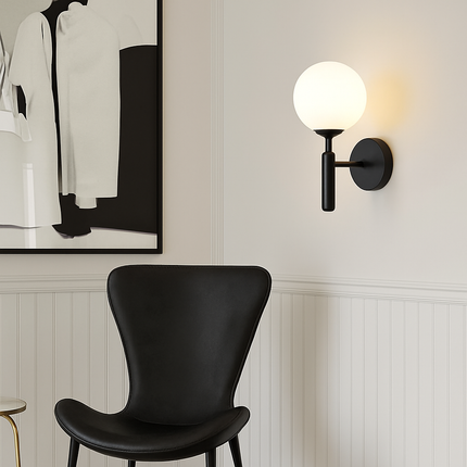 Applique murale LED moderne avec globe en verre et support cylindrique — LZ4X9P2