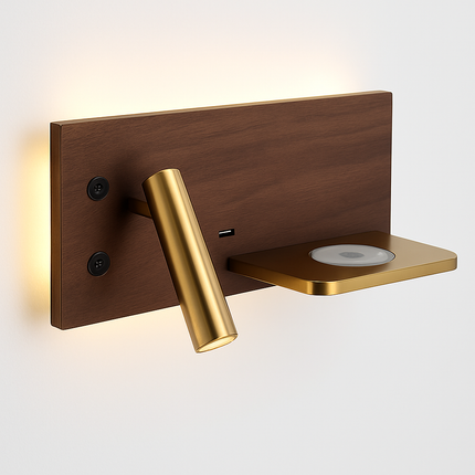 Applique murale multifonction avec étagère et chargeur sans fil intégré — LZ7XQ2
