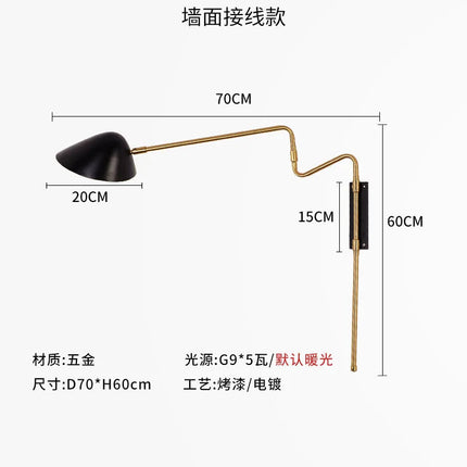 Applique murale nordique à bras pivotant avec lampe LED intégrée — LZ4T9X