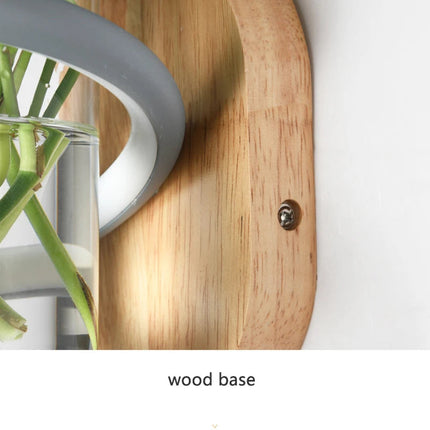 Applique murale nordique en bois avec plante verte décorative — LZ4X9T2