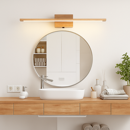 Applique murale nordique en bois massif pour salle de bains — LZ4X9T2