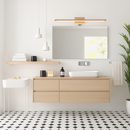 Applique murale nordique en bois massif pour salle de bains — LZ4X9T2