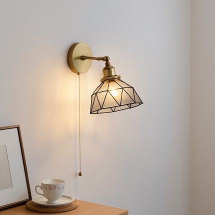 Applique murale nordique en verre et cuivre avec interrupteur intégré — LZ4N7Q2