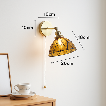 Applique murale nordique en verre et cuivre avec interrupteur intégré — LZ4N7Q2