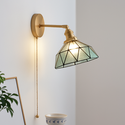 Applique murale nordique en verre et cuivre avec interrupteur intégré — LZ4N7Q2