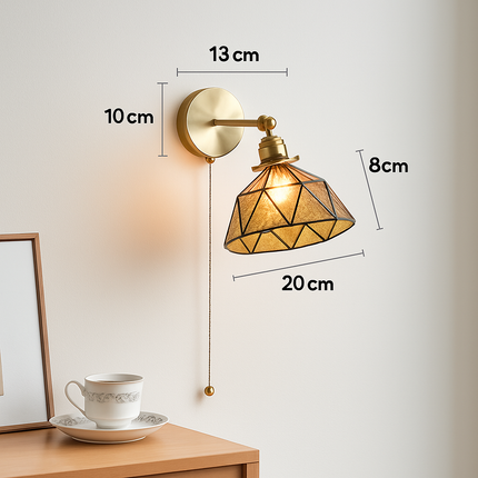 Applique murale nordique en verre et cuivre avec interrupteur intégré — LZ4N7Q2