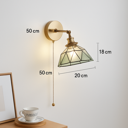 Applique murale nordique en verre et cuivre avec interrupteur intégré — LZ4N7Q2