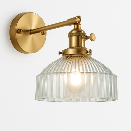 Applique murale nordique en verre et laiton avec miroir LED intégré — LZ4X9P2