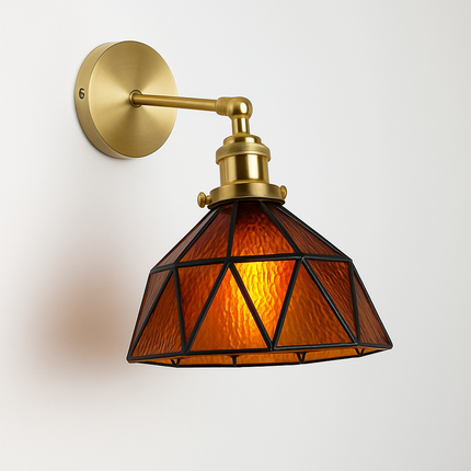 Applique murale nordique en verre et laiton avec miroir LED intégré — LZ4X9P2