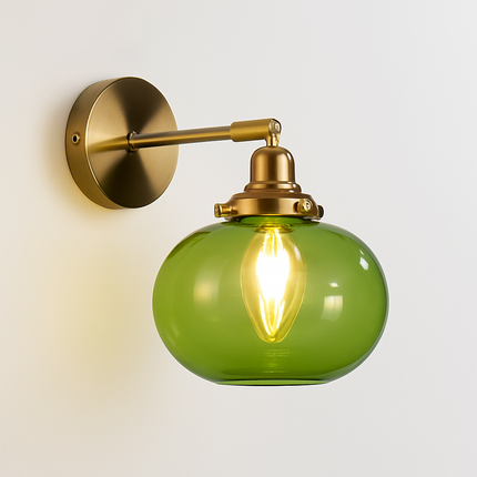 Applique murale nordique en verre et laiton avec miroir LED intégré — LZ4X9P2