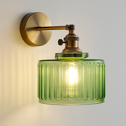 Applique murale nordique en verre et laiton avec miroir LED intégré — LZ4X9P2