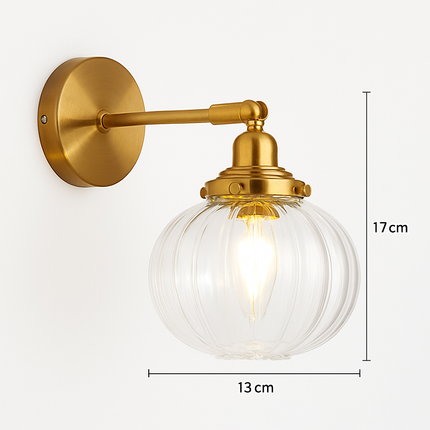Applique murale nordique en verre et laiton avec miroir LED intégré — LZ4X9P2