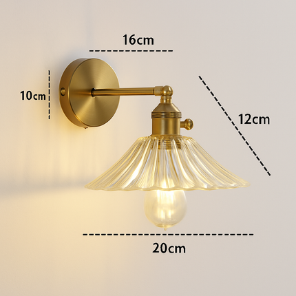Applique murale nordique en verre et laiton avec miroir LED intégré — LZ4X9P2