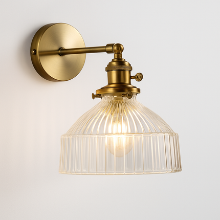 Applique murale nordique en verre et laiton avec miroir LED intégré — LZ4X9P2