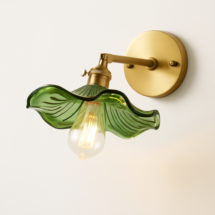 Applique murale nordique en verre et laiton avec miroir LED intégré — LZ4X9P2