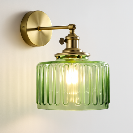 Applique murale nordique en verre et laiton avec miroir LED intégré — LZ4X9P2