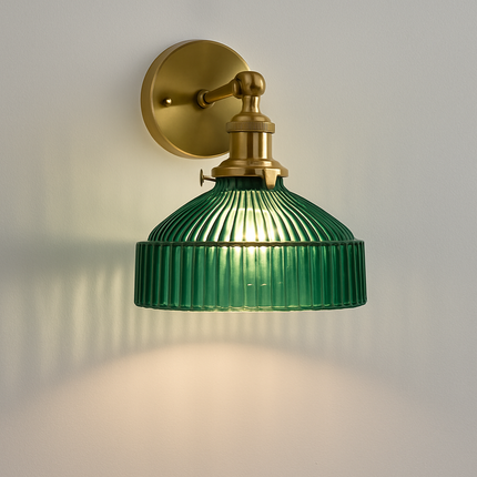 Applique murale nordique en verre et laiton avec miroir LED intégré — LZ4X9P2