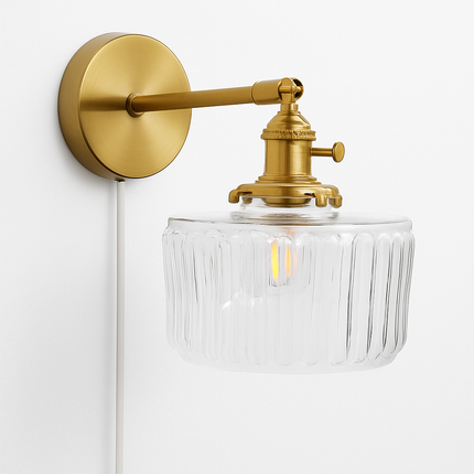 Applique murale nordique en verre et laiton avec miroir LED intégré — LZ4X9P2