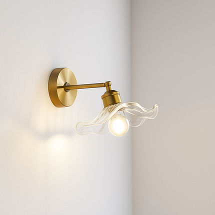Applique murale nordique en verre et laiton avec miroir LED intégré — LZ4X9P2