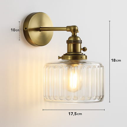 Applique murale nordique en verre et laiton avec miroir LED intégré — LZ4X9P2