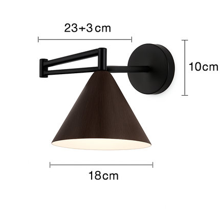 Applique murale nordique à bras bascule pliable effet grain de bois style japonais — LZ4X9T2