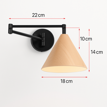 Applique murale nordique à bras bascule pliable effet grain de bois style japonais — LZ4X9T2