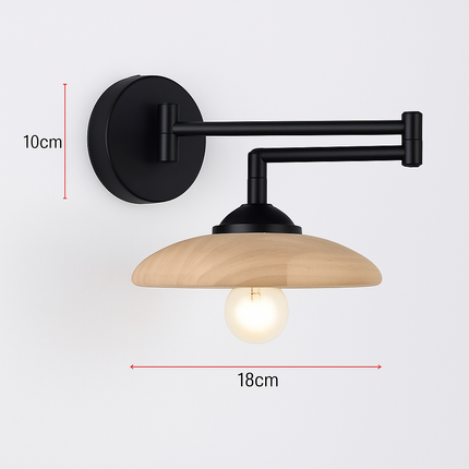 Applique murale nordique à bras bascule pliable effet grain de bois style japonais — LZ4X9T2