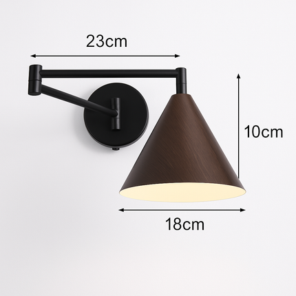 Applique murale nordique à bras bascule pliable effet grain de bois style japonais — LZ4X9T2
