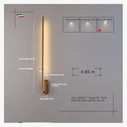 Applique murale nordique design moderne en bande allongée — LZ4Q7N2