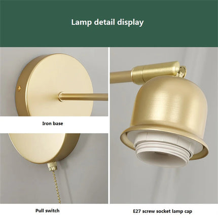 Applique murale nordique en verre avec interrupteur métal réglable — LZ4X9T