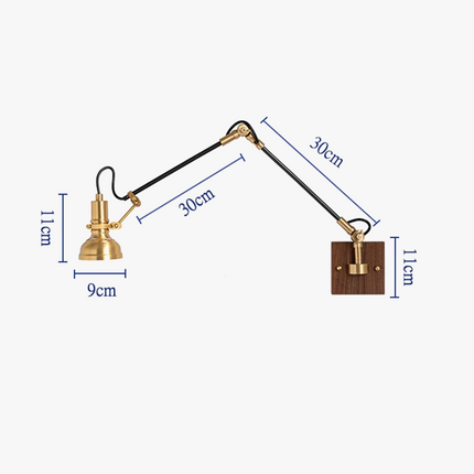 Applique murale nordique rétro en cuivre avec bras oscillant réglable — LZ4X9P2Q