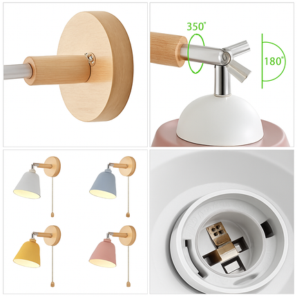 Applique murale nordique rotative avec interrupteur macaron — LZ4X9P2
